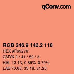 カラーコード: RGB 246.9 146.2 118 | qconv.com