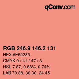 カラーコード: RGB 246.9 146.2 131 | qconv.com
