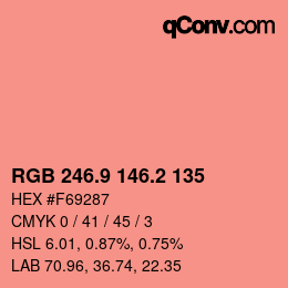 カラーコード: RGB 246.9 146.2 135 | qconv.com