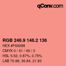 カラーコード: RGB 246.9 146.2 136 | qconv.com