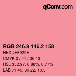 Color code: RGB 246.9 146.2 158 | qconv.com