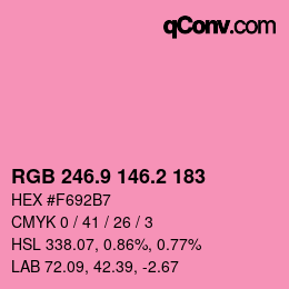 カラーコード: RGB 246.9 146.2 183 | qconv.com