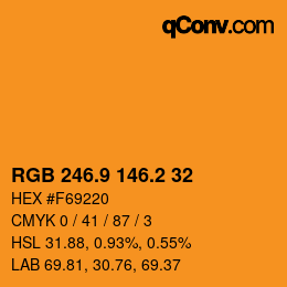カラーコード: RGB 246.9 146.2 32 | qconv.com