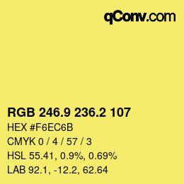 カラーコード: RGB 246.9 236.2 107 | qconv.com