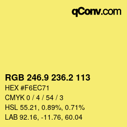 カラーコード: RGB 246.9 236.2 113 | qconv.com