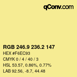 カラーコード: RGB 246.9 236.2 147 | qconv.com
