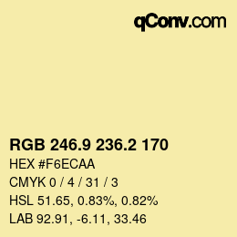 Color code: RGB 246.9 236.2 170 | qconv.com