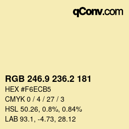 Código de color: RGB 246.9 236.2 181 | qconv.com