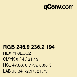 Color code: RGB 246.9 236.2 194 | qconv.com