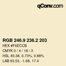 Color code: RGB 246.9 236.2 203 | qconv.com
