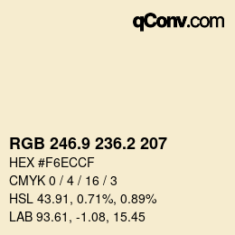 カラーコード: RGB 246.9 236.2 207 | qconv.com