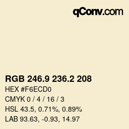 Color code: RGB 246.9 236.2 208 | qconv.com