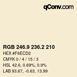 Color code: RGB 246.9 236.2 210 | qconv.com