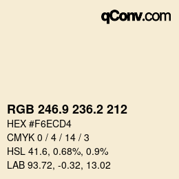 Color code: RGB 246.9 236.2 212 | qconv.com