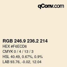 Color code: RGB 246.9 236.2 214 | qconv.com