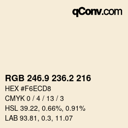 Color code: RGB 246.9 236.2 216 | qconv.com