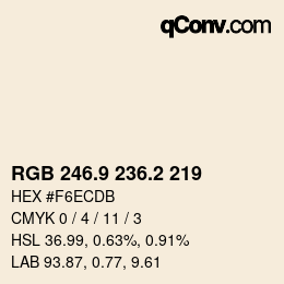 Color code: RGB 246.9 236.2 219 | qconv.com