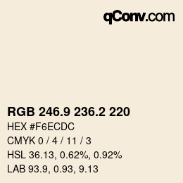 Color code: RGB 246.9 236.2 220 | qconv.com