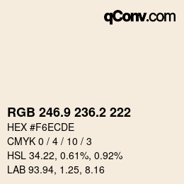 Color code: RGB 246.9 236.2 222 | qconv.com