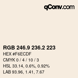 Color code: RGB 246.9 236.2 223 | qconv.com