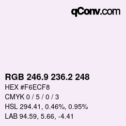 Color code: RGB 246.9 236.2 248 | qconv.com