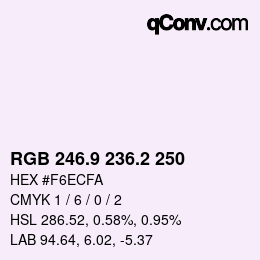 Color code: RGB 246.9 236.2 250 | qconv.com