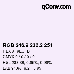 カラーコード: RGB 246.9 236.2 251 | qconv.com