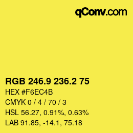 カラーコード: RGB 246.9 236.2 75 | qconv.com