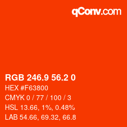 カラーコード: RGB 246.9 56.2 0 | qconv.com