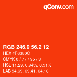 カラーコード: RGB 246.9 56.2 12 | qconv.com