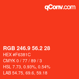 カラーコード: RGB 246.9 56.2 28 | qconv.com
