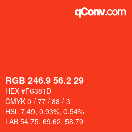 カラーコード: RGB 246.9 56.2 29 | qconv.com