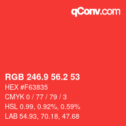 カラーコード: RGB 246.9 56.2 53 | qconv.com