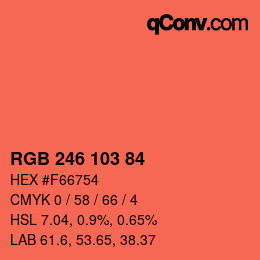 Color code: RGB 246 103 84 | qconv.com