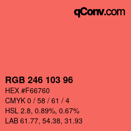 Color code: RGB 246 103 96 | qconv.com
