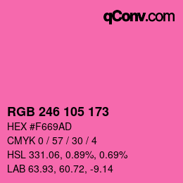 Color code: RGB 246 105 173 | qconv.com
