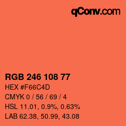 颜色代码: RGB 246 108 77 | qconv.com