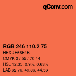 カラーコード: RGB 246 110.2 75 | qconv.com