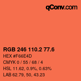 カラーコード: RGB 246 110.2 77.6 | qconv.com