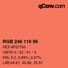 Color code: RGB 246 119 96 | qconv.com