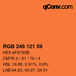 Color code: RGB 246 121 59 | qconv.com