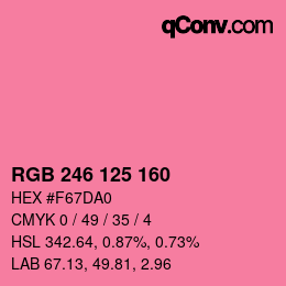 Color code: RGB 246 125 160 | qconv.com
