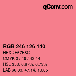 Color code: RGB 246 126 140 | qconv.com