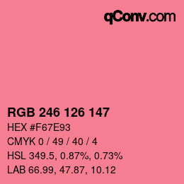 Color code: RGB 246 126 147 | qconv.com