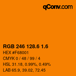 カラーコード: RGB 246 128.6 1.6 | qconv.com