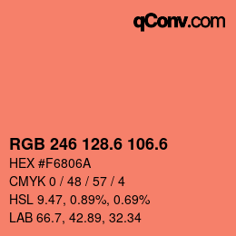 カラーコード: RGB 246 128.6 106.6 | qconv.com