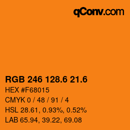 カラーコード: RGB 246 128.6 21.6 | qconv.com