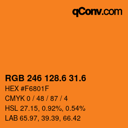 カラーコード: RGB 246 128.6 31.6 | qconv.com