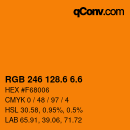 カラーコード: RGB 246 128.6 6.6 | qconv.com