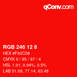 Color code: RGB 246 12 8 | qconv.com